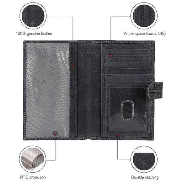 Checkbook Cover Slim Minimalist For Men Egyptian Blue - Picture 3 of 6